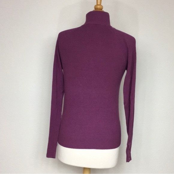 1775 Womens Mauve High Collar Ribbed Snap Button Long Sleeve Knit Top Size Large - Picture 3 of 14